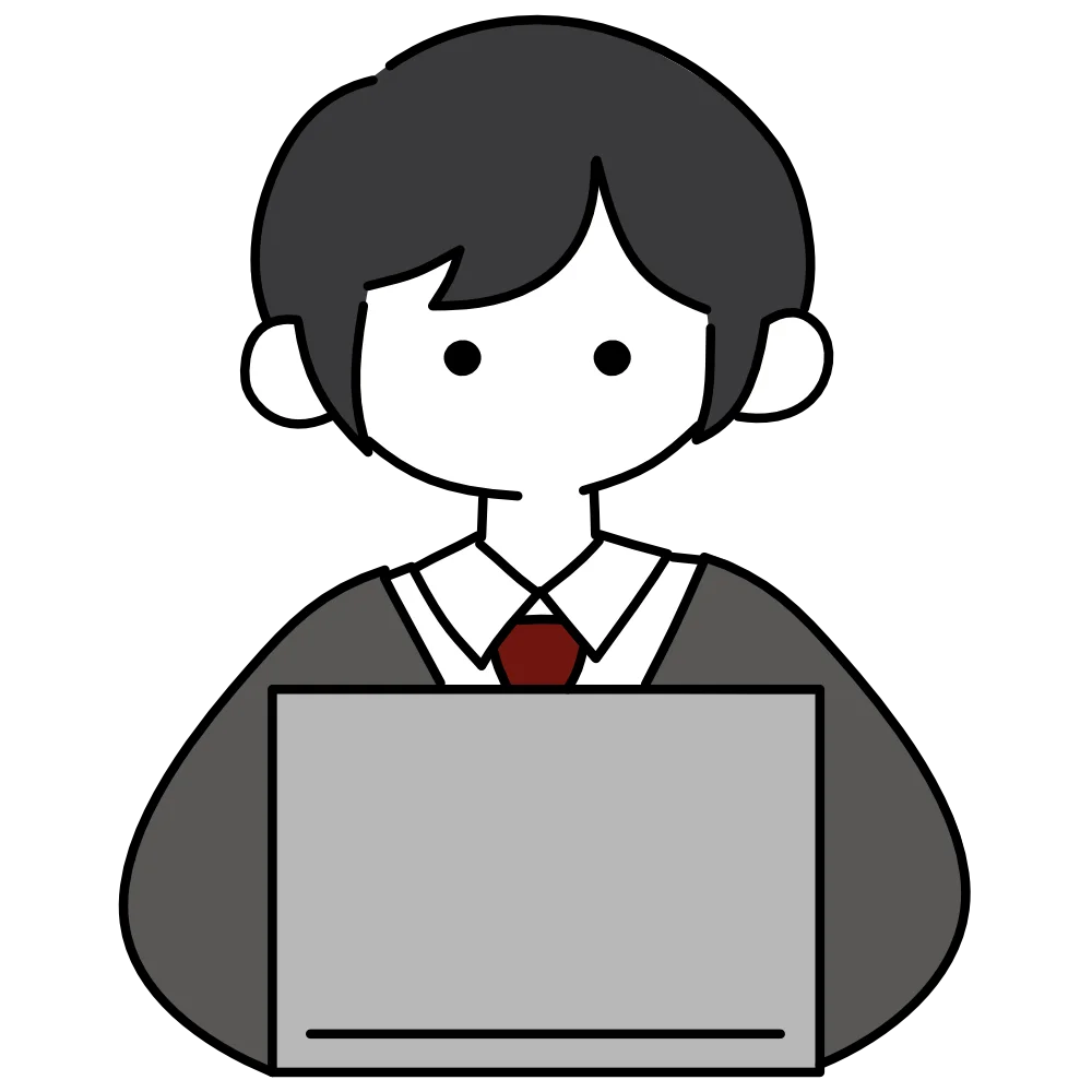 パソコンで作業している男性のフリーイラスト素材