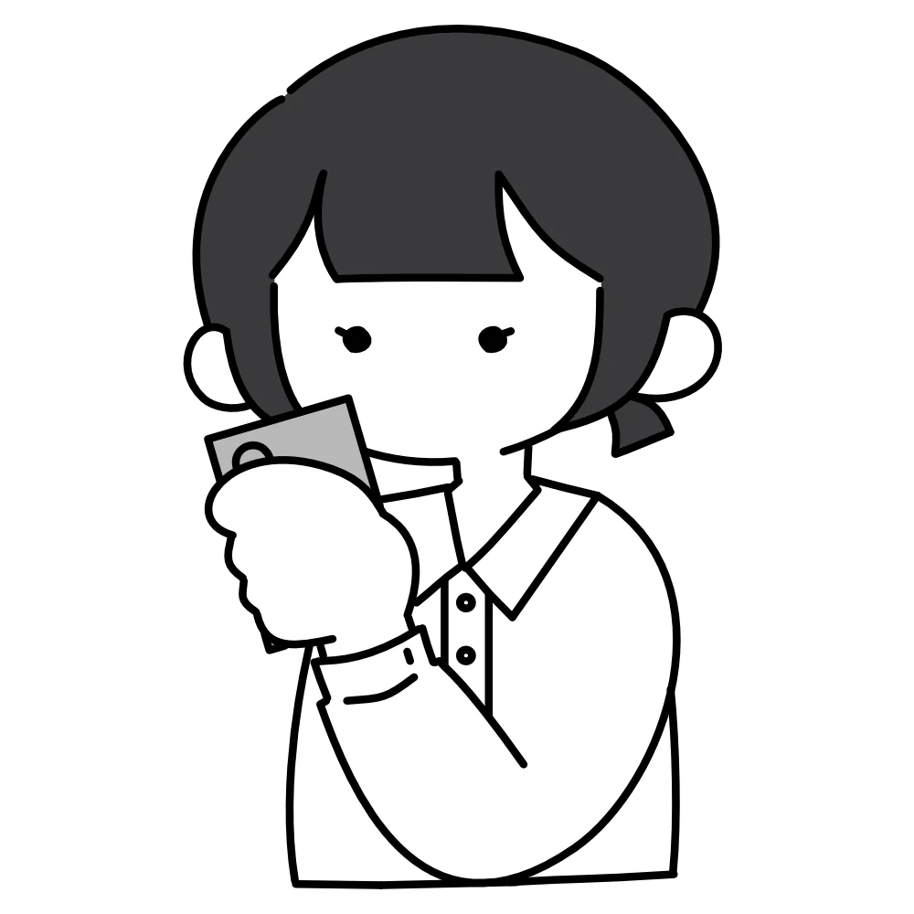スマホを見ている女性のフリーイラスト素材