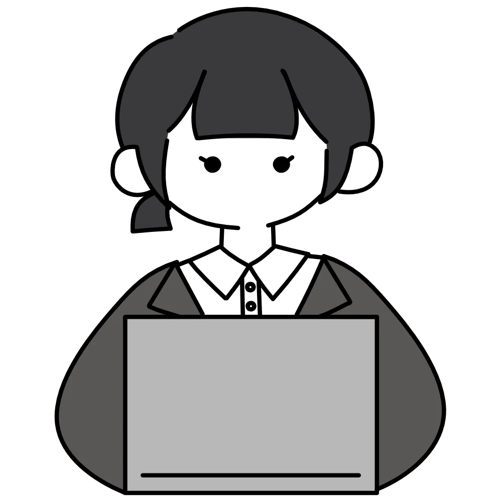 パソコンで作業している女性のフリーイラスト素材