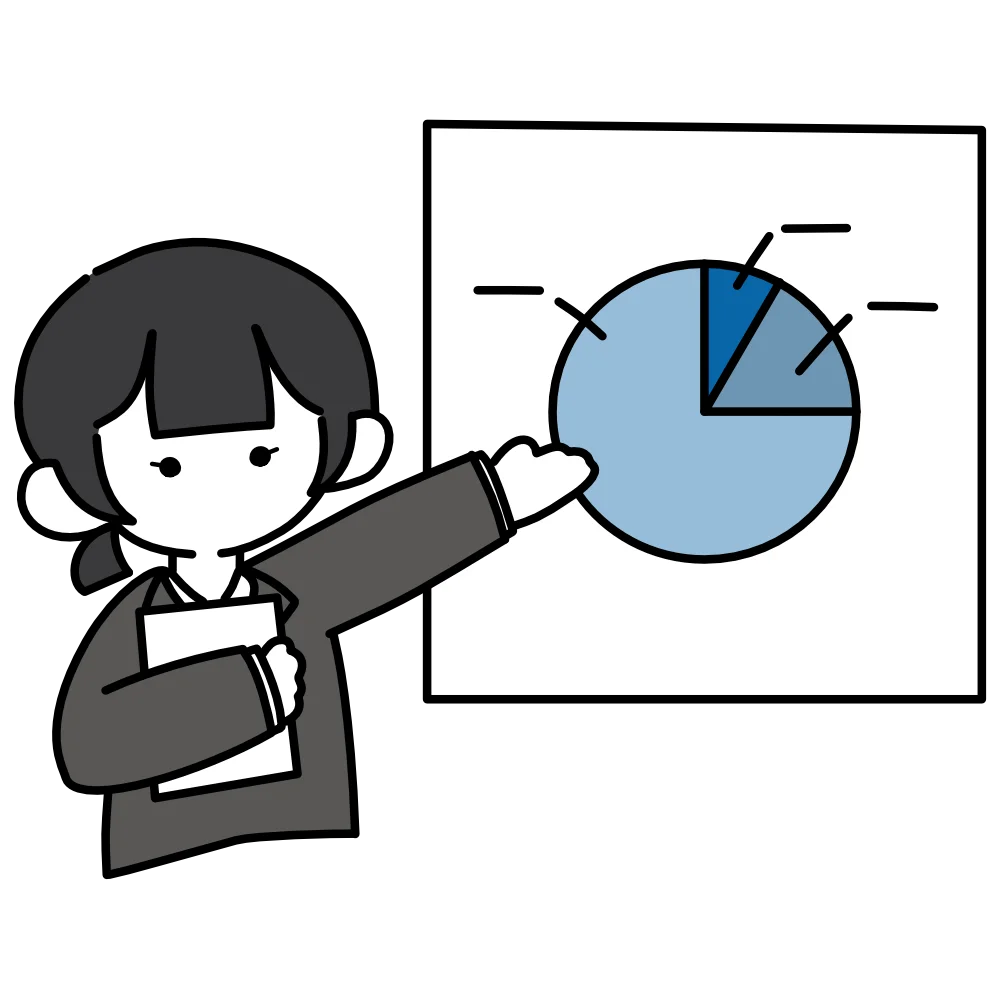 パワーポイントで説明している女性のフリーイラスト素材